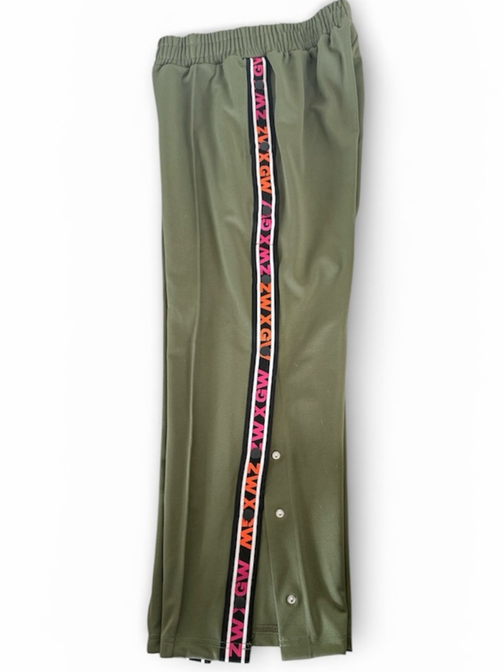 Zumba GinaGrant Collection Olive Green Track Pants with Pink & Orange Side Tape - Picture 2 of 4